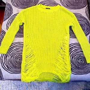 Fashion Nova Neon Distressed Sweater- Size Medium
